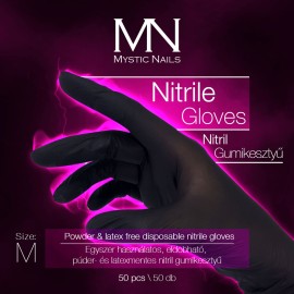 Nitrile gloves - Powder & latex free disposable, black - Size M - 50 pcs/box