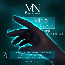 Nitrile gloves - Powder & latex free disposable, black - Size S - 50 pcs/box