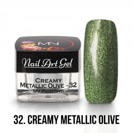 UV Painting Nail Art Gel - 32 - Creamy Metallic Olive- 4g