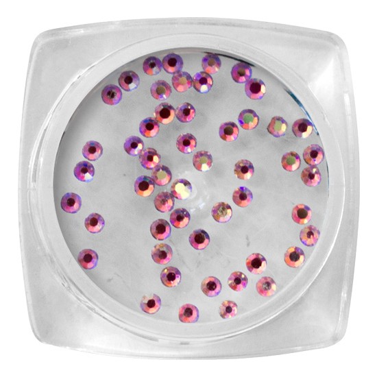 Crystal stones - Pink, Holographic SS4 - 50 pcs / jar