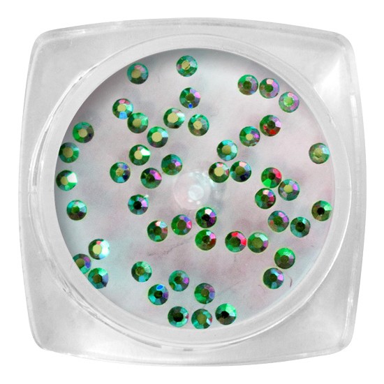Crystal stones - Light Green, Holographic SS4 - 50 pcs / jar